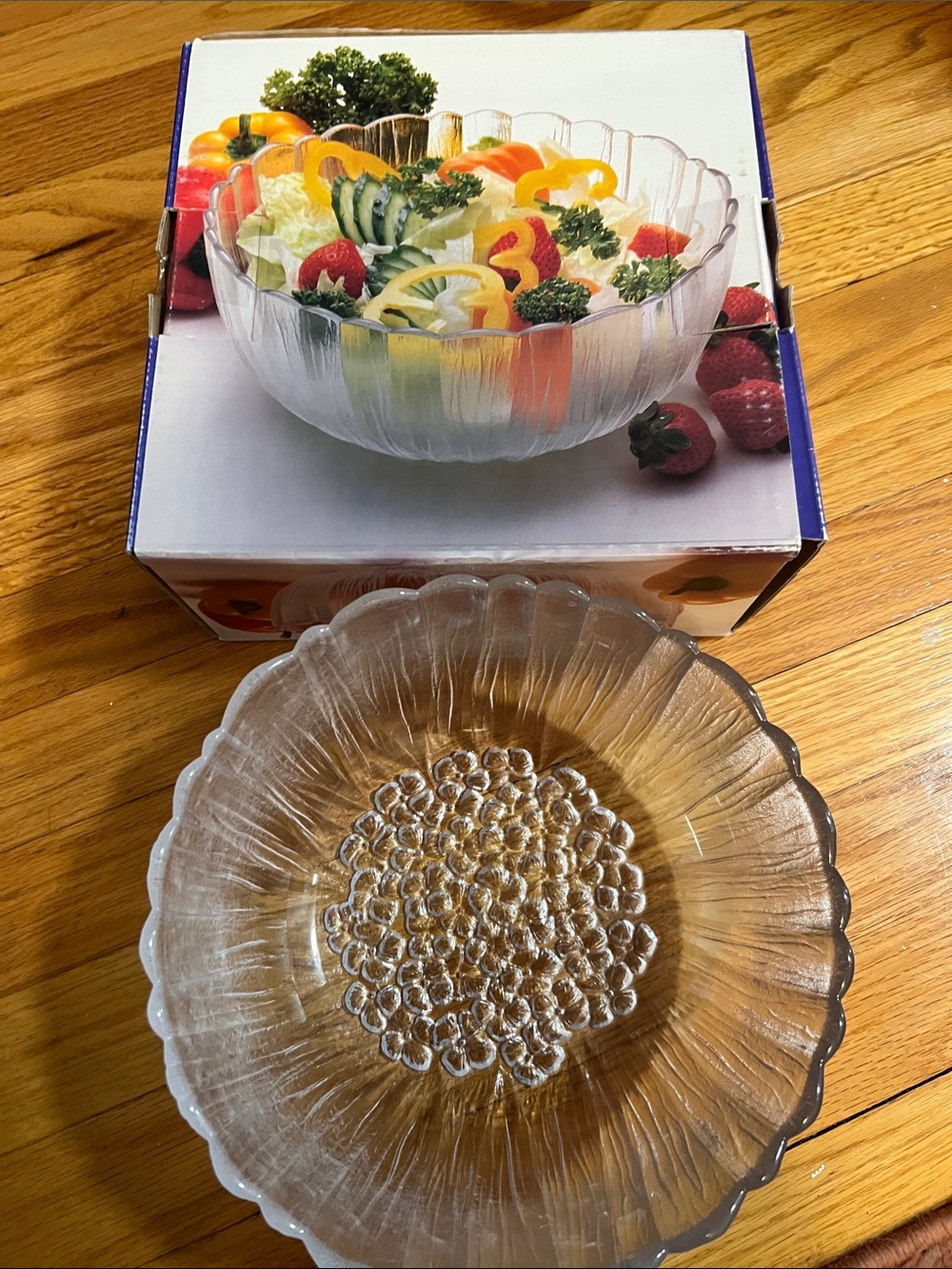 Clear Pressed Glass Serving Bowl
